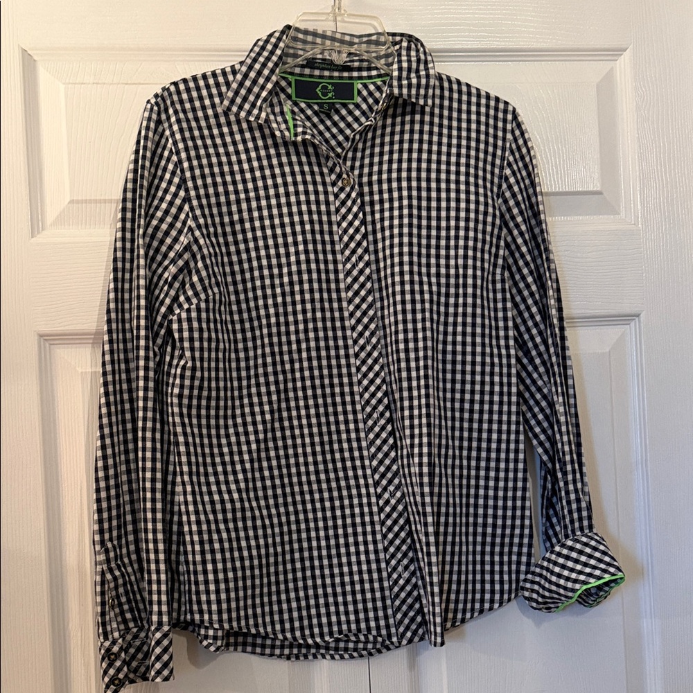 C Wonder Navy Gingham Ladies Shirt